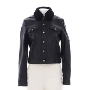 Saint Laurent Black Leather Trucker Jacket (Detachable collar)